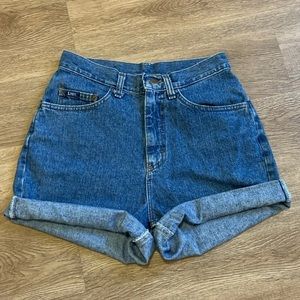 Vintage Dark Wash Lee High Waisted Mom Shorts